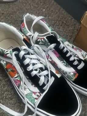 Vans Women's Floral Lace-Up Sneakers - Black, Pink, Orange & Green
